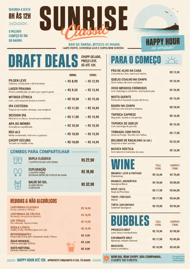 Sunrise Classic happy-hour-menu menu template preview