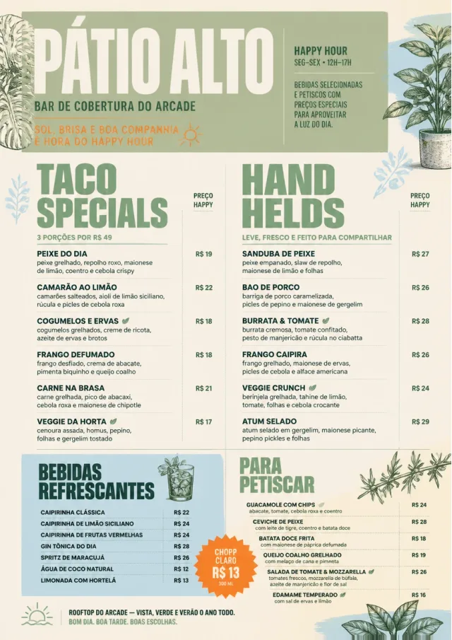 Garden Patio Day happy-hour-menu menu template preview