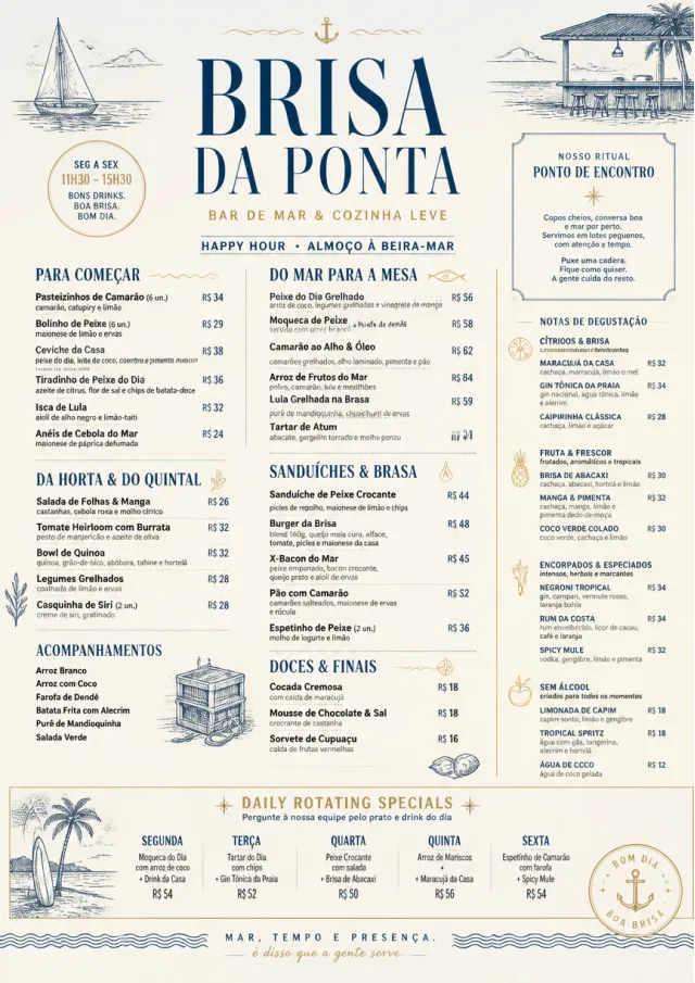 Coastal Midday happy-hour-menu menu template preview