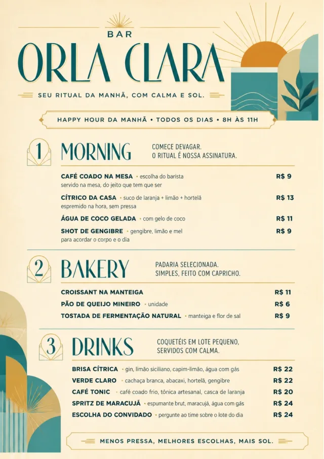 Sunrise Short Carte happy-hour-menu menu template preview