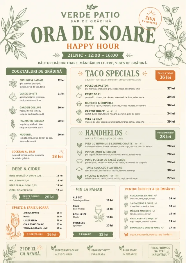 Garden Patio Day happy-hour-menu menu template preview