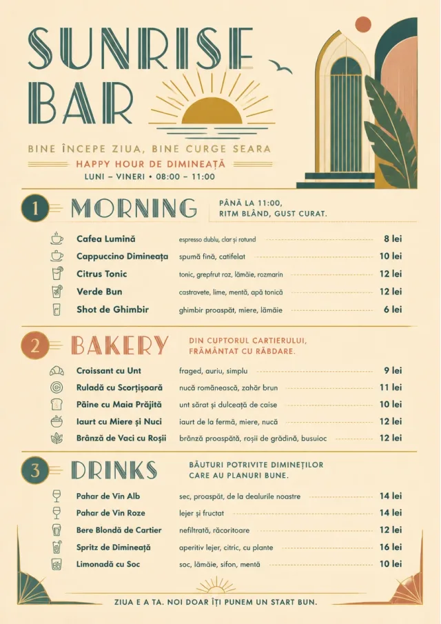 Sunrise Short Carte happy-hour-menu menu template preview