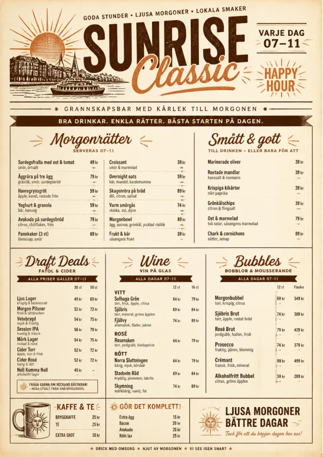Sunrise Classic happy-hour-menu menu template preview