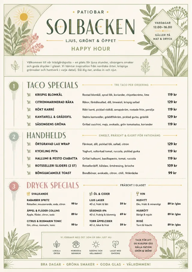 Garden Patio Day happy-hour-menu menu template preview