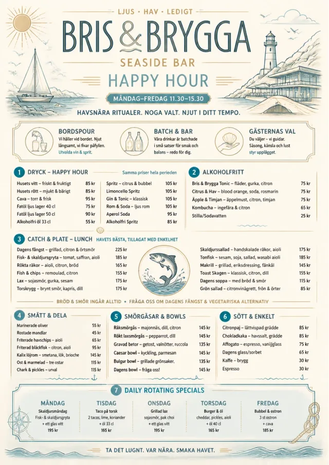 Coastal Midday happy-hour-menu menu template preview