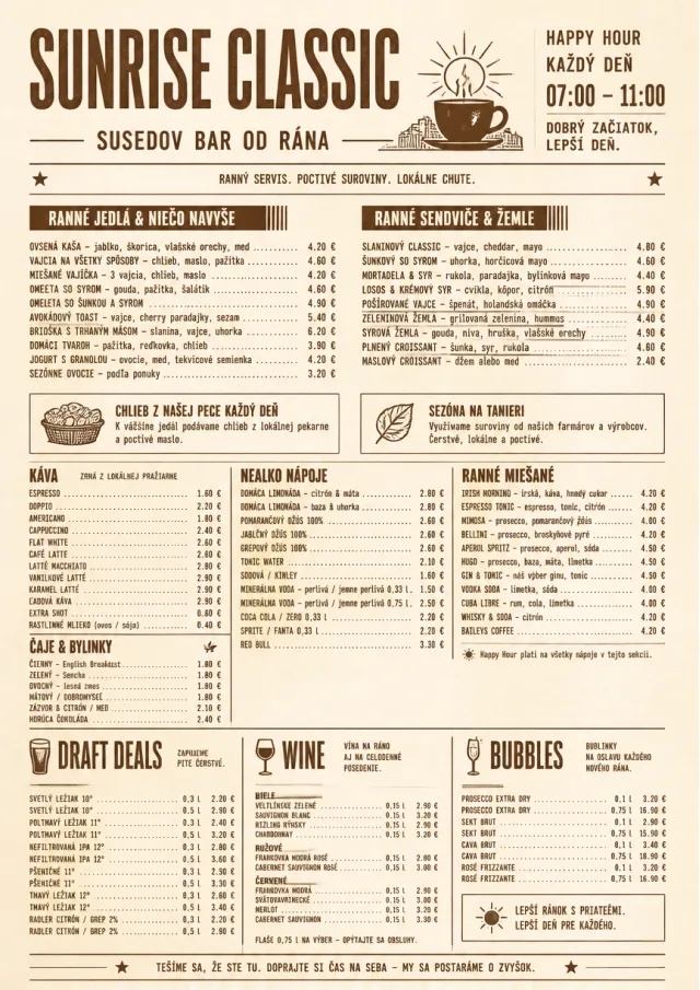 Sunrise Classic happy-hour-menu menu template preview