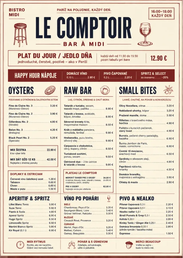 Bistro Midi happy-hour-menu menu template preview