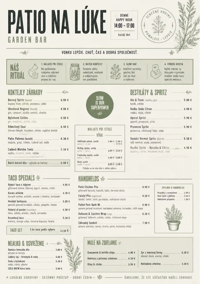 Garden Patio Day happy-hour-menu menu template preview