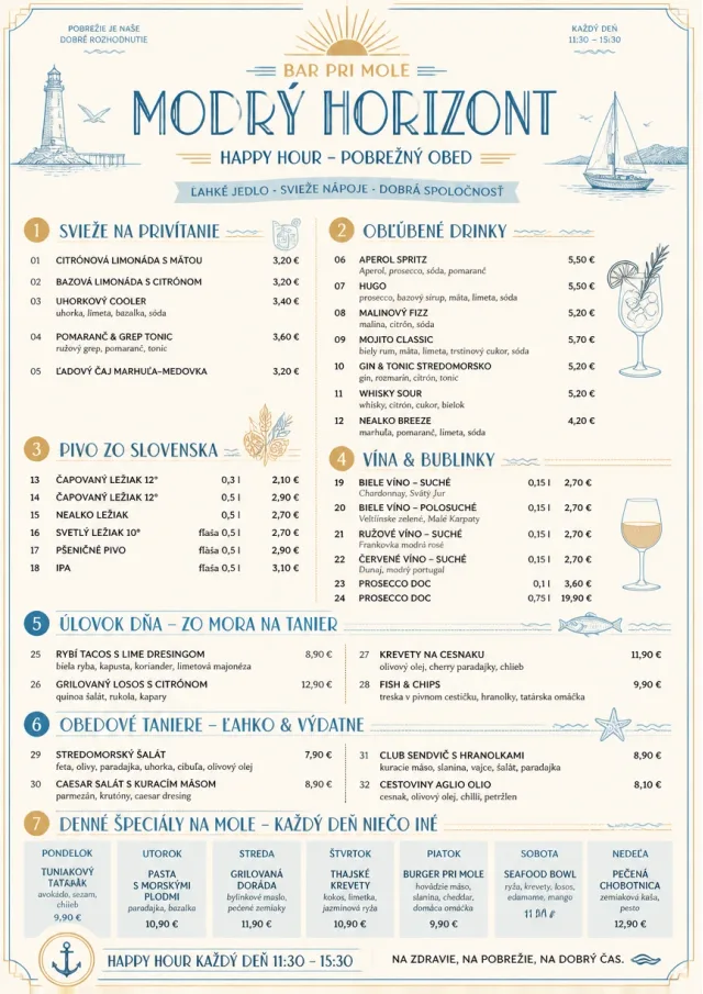 Coastal Midday happy-hour-menu menu template preview