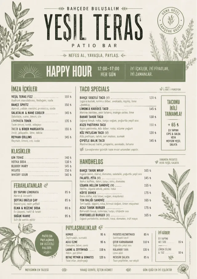 Garden Patio Day happy-hour-menu menu template preview