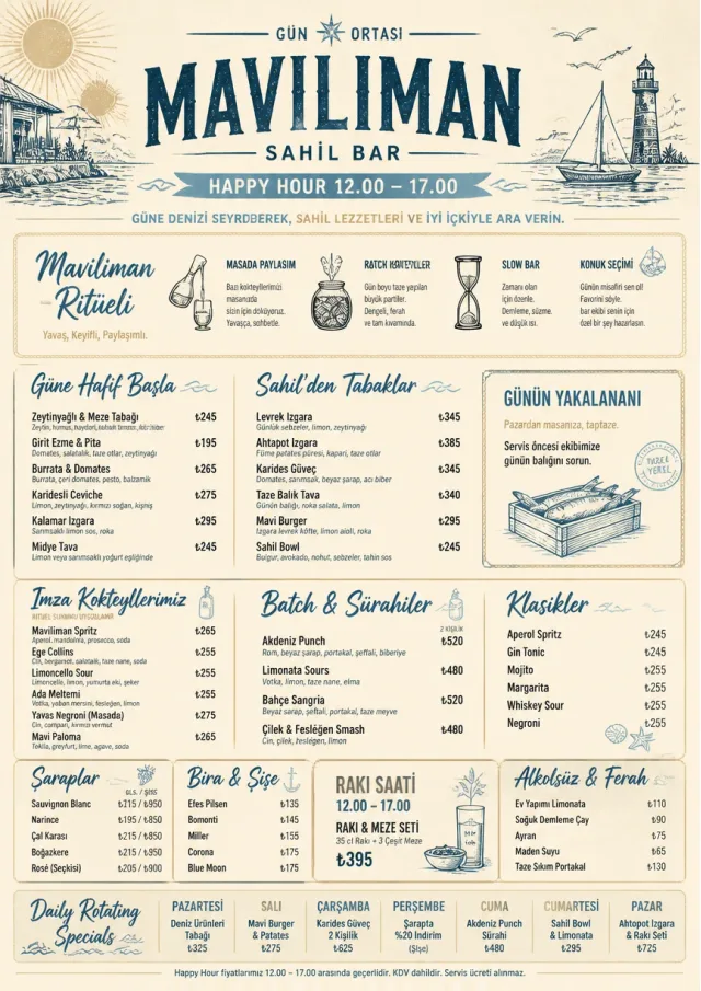 Coastal Midday happy-hour-menu menu template preview