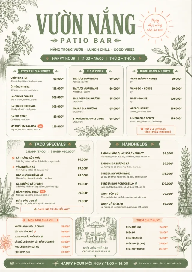 Garden Patio Day happy-hour-menu menu template preview