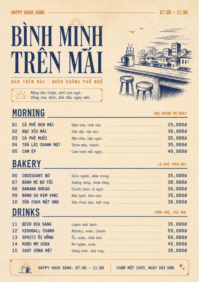 Sunrise Short Carte happy-hour-menu menu template preview