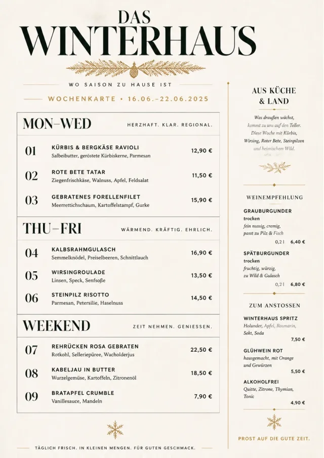 Weekly Board Clean holiday-menu menu template preview
