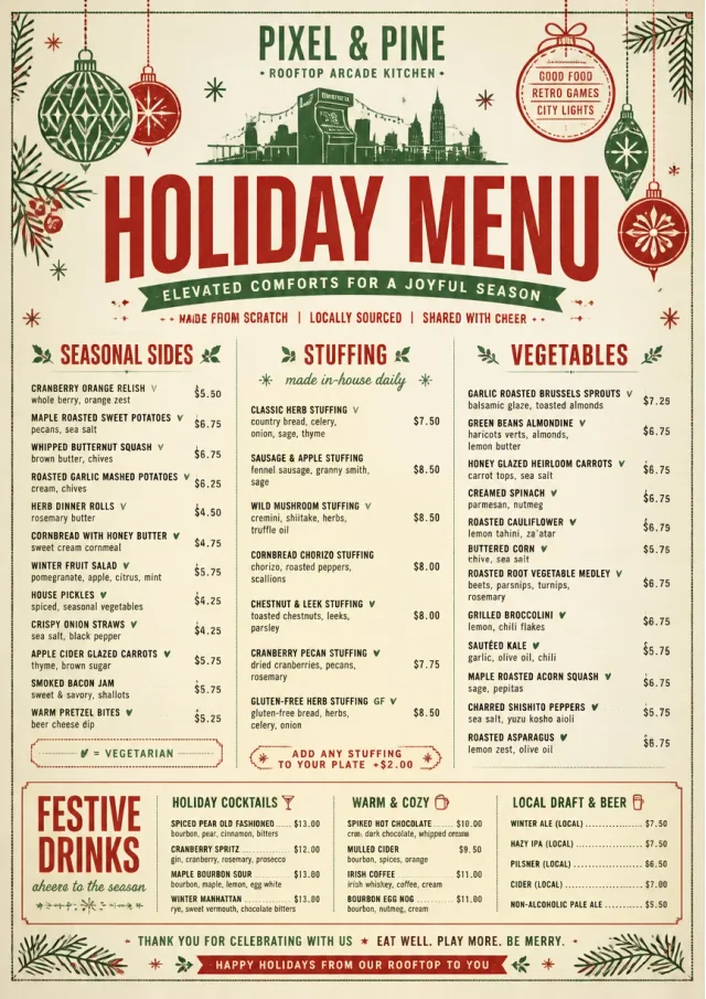 Holiday Festive holiday-menu menu template preview