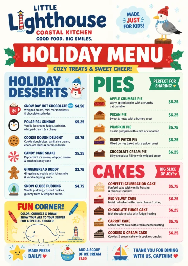 Kids Playful holiday-menu menu template preview