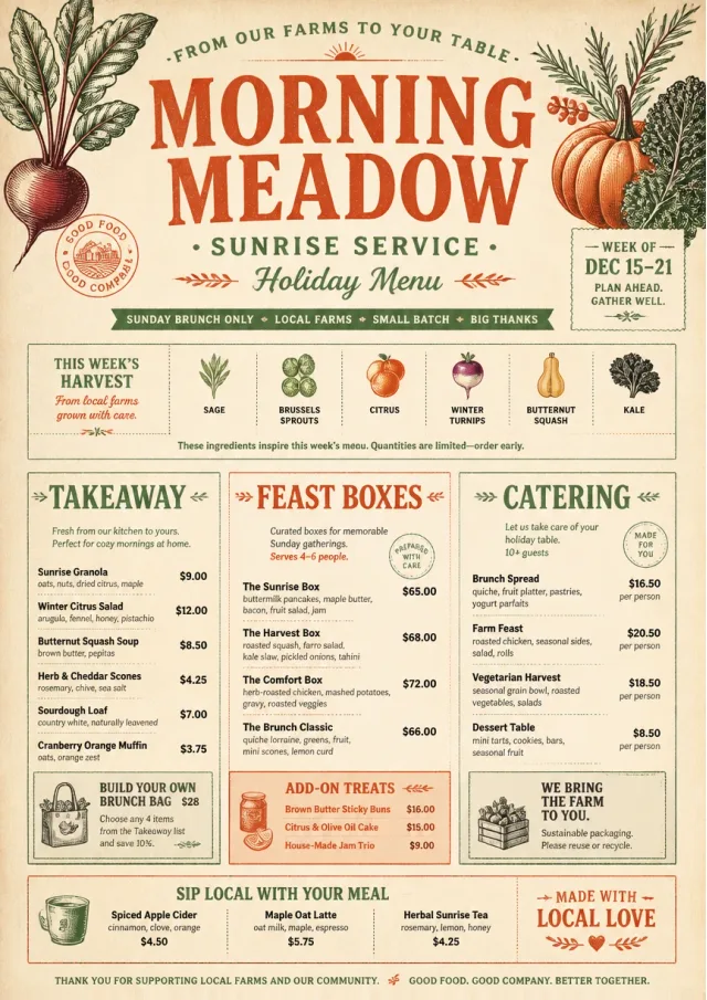 Seasonal Farm Box holiday-menu menu template preview