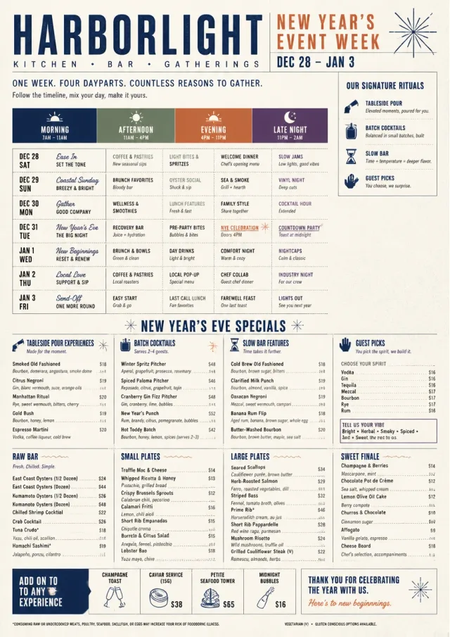 Event Week Schedule holiday-menu menu template preview