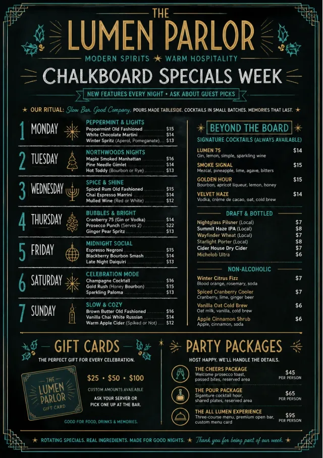 Chalkboard Specials Week holiday-menu menu template preview