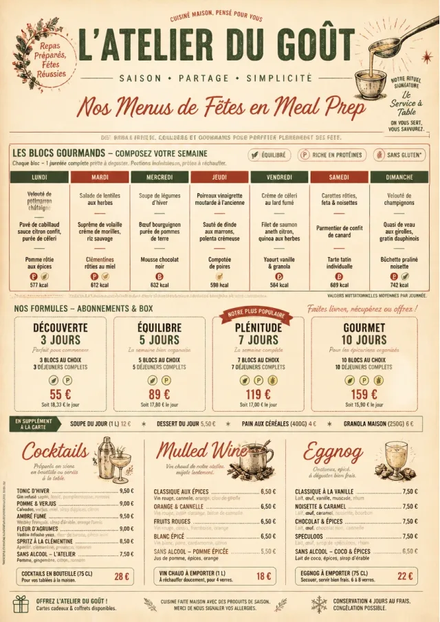 Meal Prep Box holiday-menu menu template preview