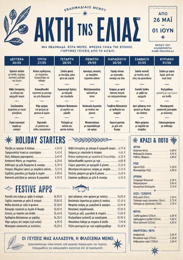 Weekly Grid holiday-menu menu template preview
