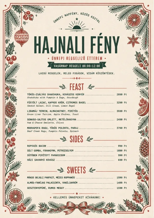 Holiday Table Card holiday-menu menu template preview