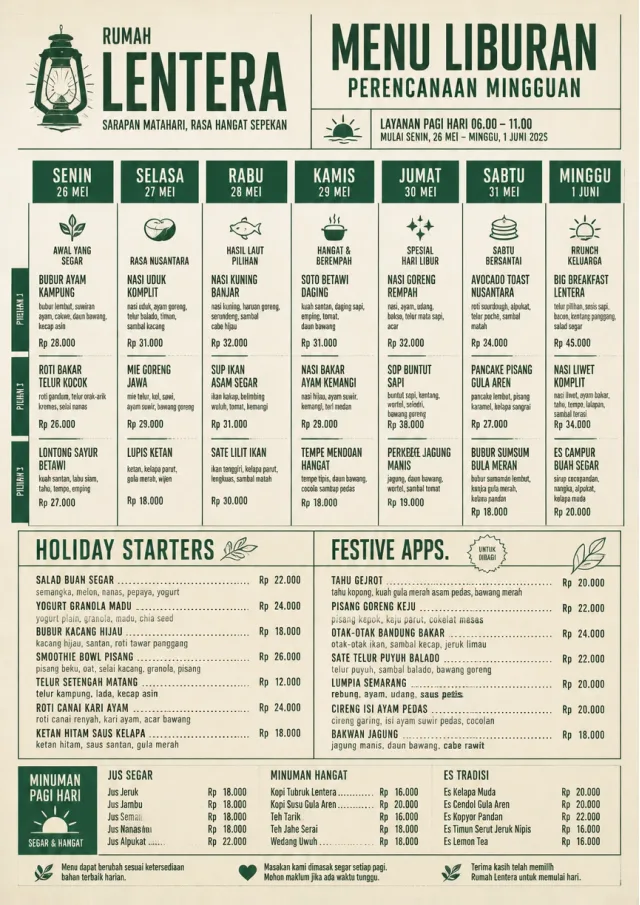 Weekly Grid holiday-menu menu template preview