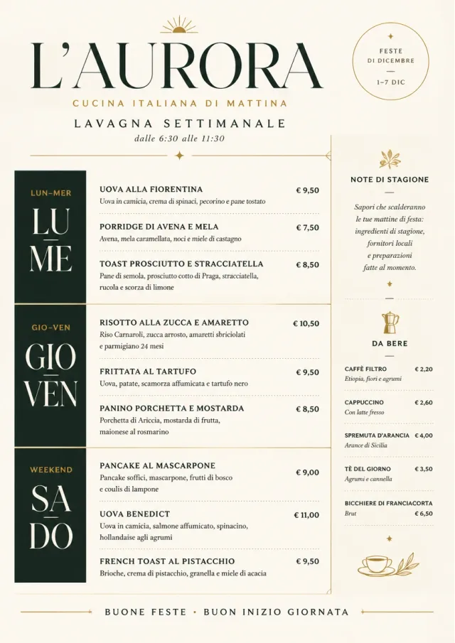 Weekly Board Clean holiday-menu menu template preview