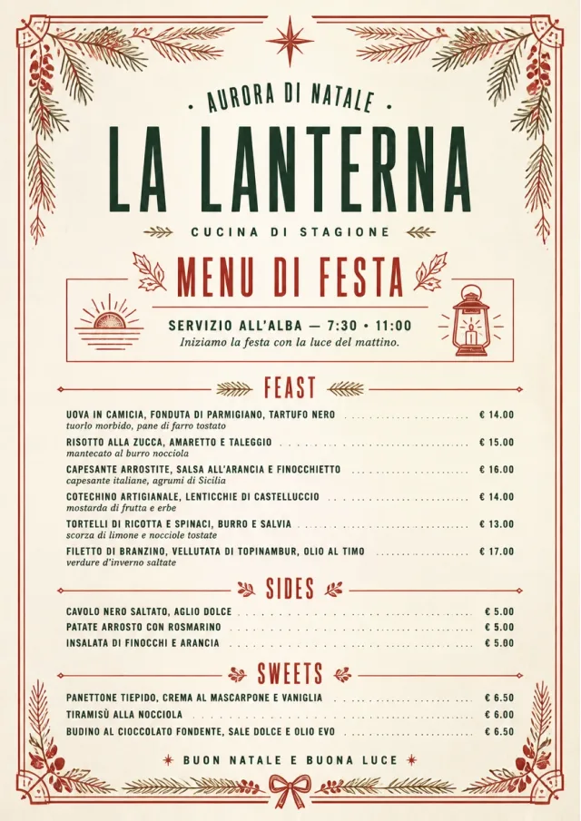 Holiday Table Card holiday-menu menu template preview