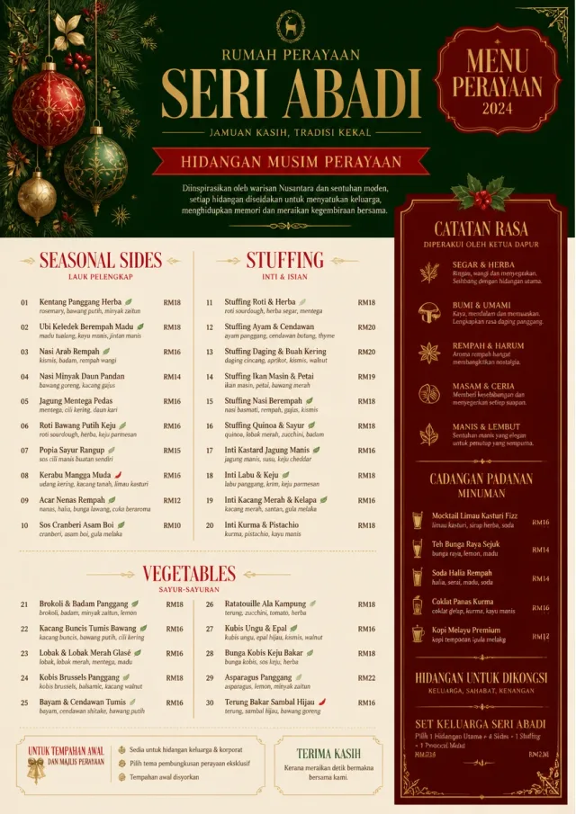 Holiday Festive holiday-menu menu template preview