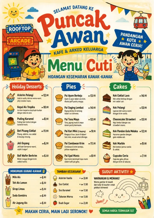 Kids Playful holiday-menu menu template preview