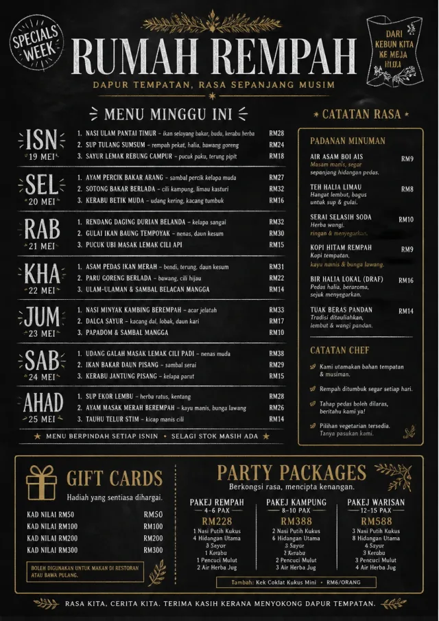 Chalkboard Specials Week holiday-menu menu template preview