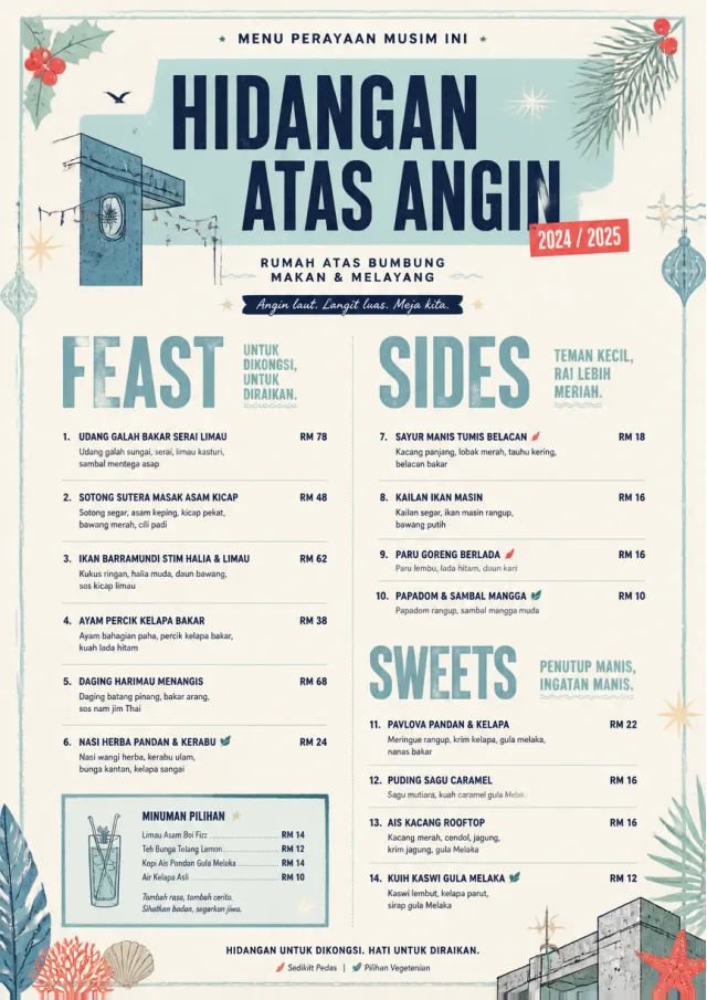 Holiday Table Card holiday-menu menu template preview
