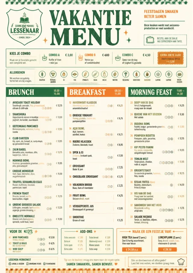 School Canteen holiday-menu menu template preview