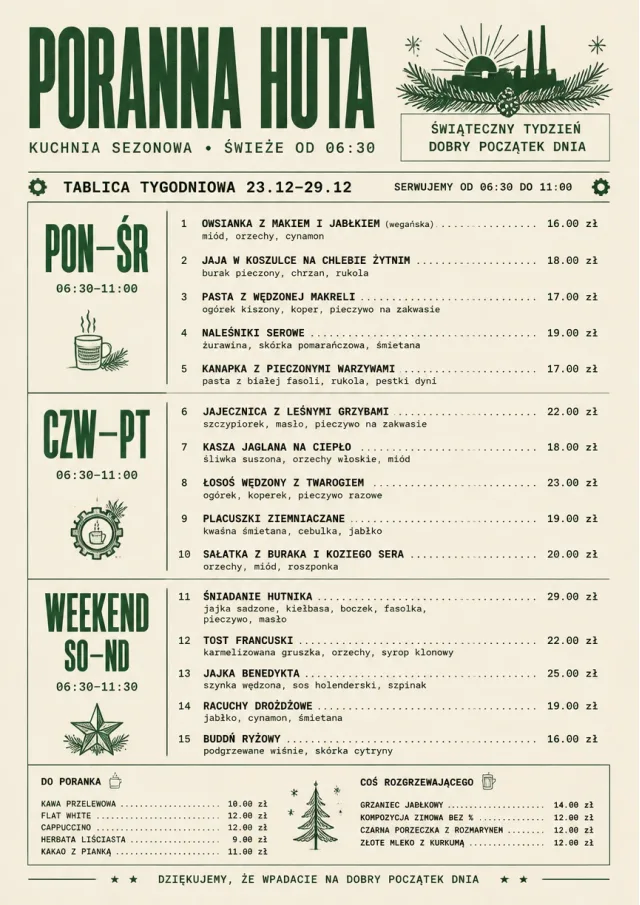 Weekly Board Clean holiday-menu menu template preview