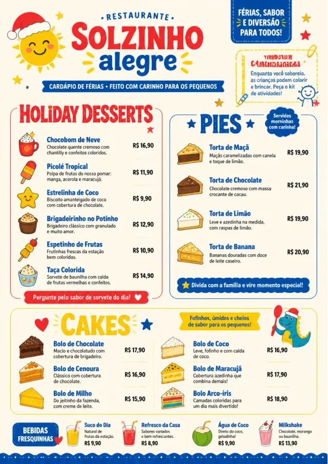 Kids Playful holiday-menu menu template preview