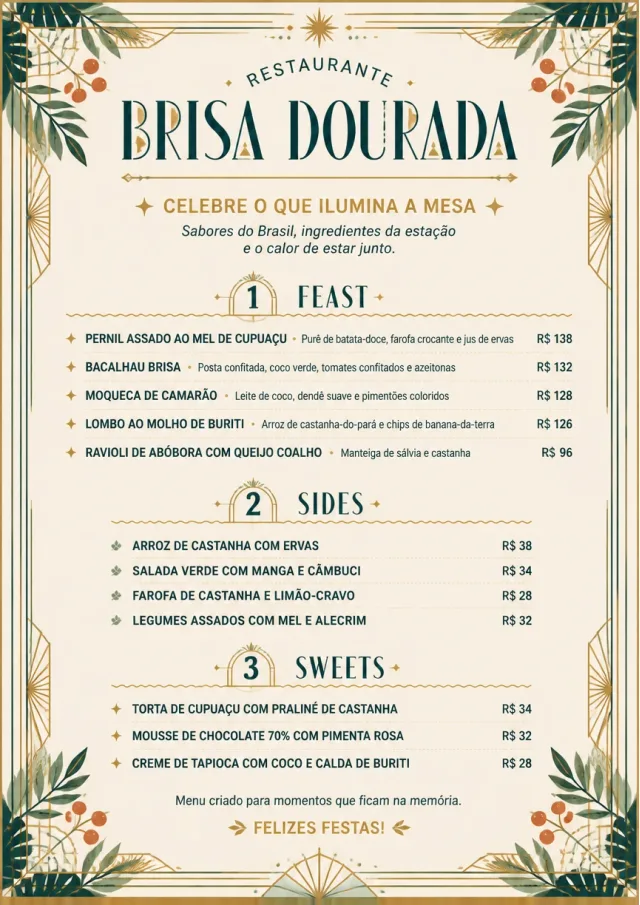Holiday Table Card holiday-menu menu template preview