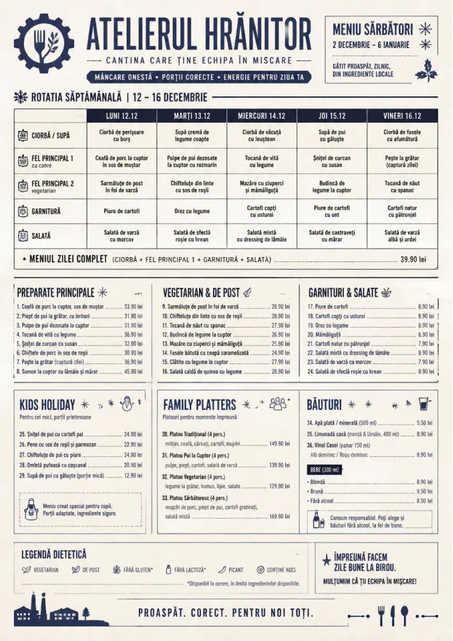 Corporate Canteen holiday-menu menu template preview