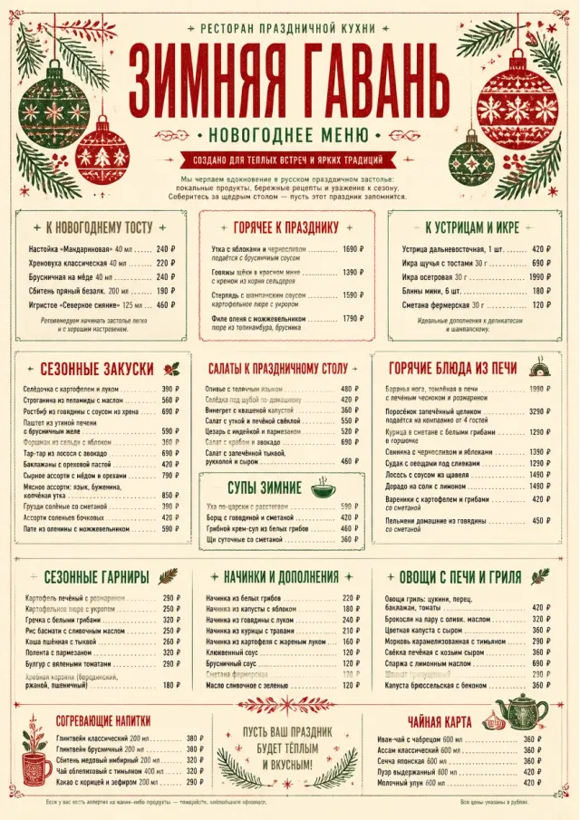 Holiday Festive holiday-menu menu template preview