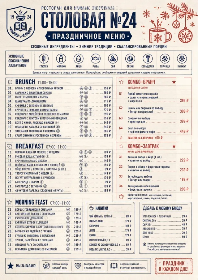 School Canteen holiday-menu menu template preview
