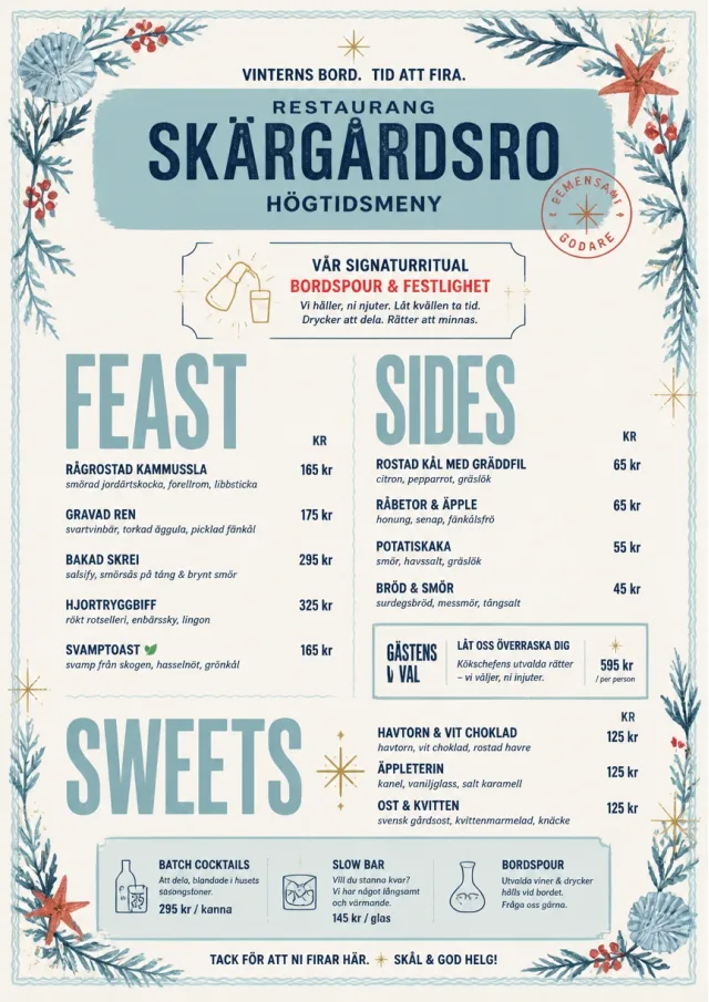 Holiday Table Card holiday-menu menu template preview
