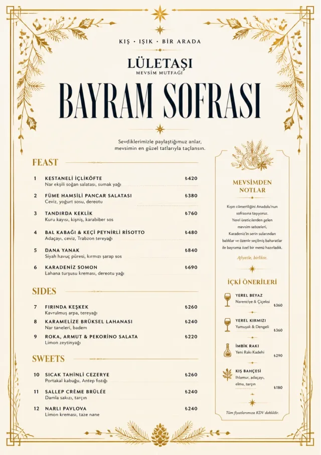 Holiday Table Card holiday-menu menu template preview