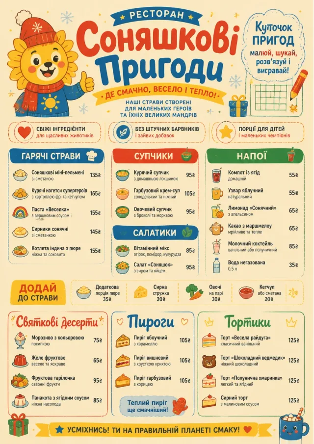 Kids Playful holiday-menu menu template preview