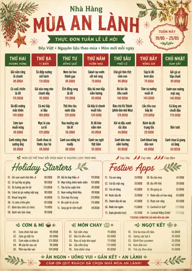 Weekly Grid holiday-menu menu template preview