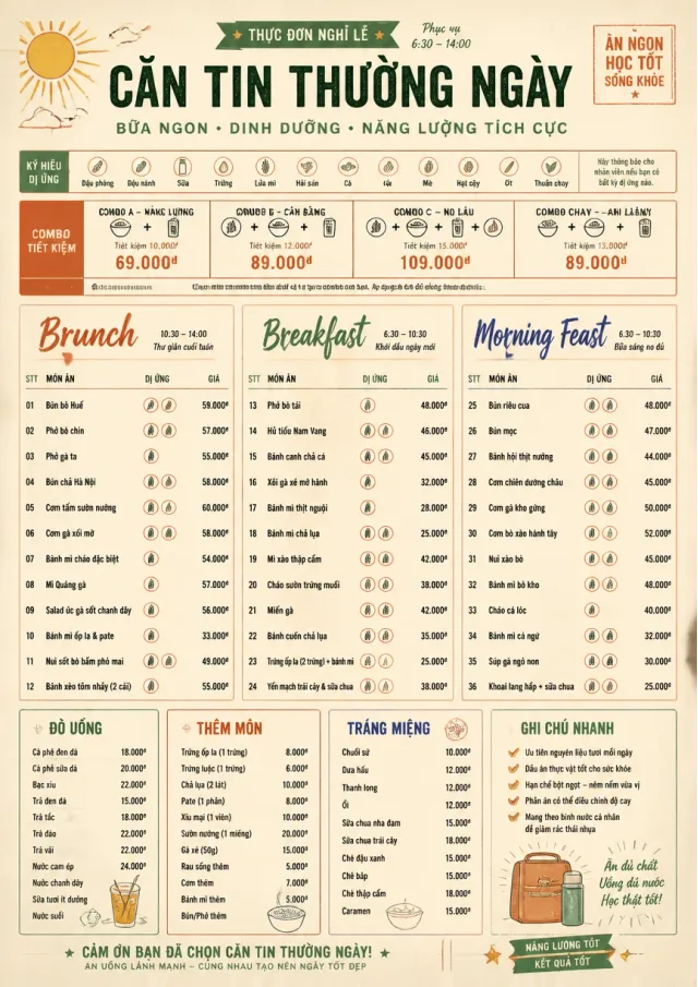 School Canteen holiday-menu menu template preview