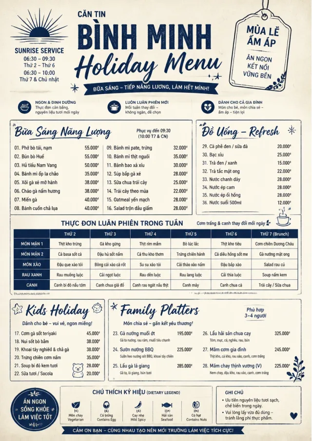 Corporate Canteen holiday-menu menu template preview