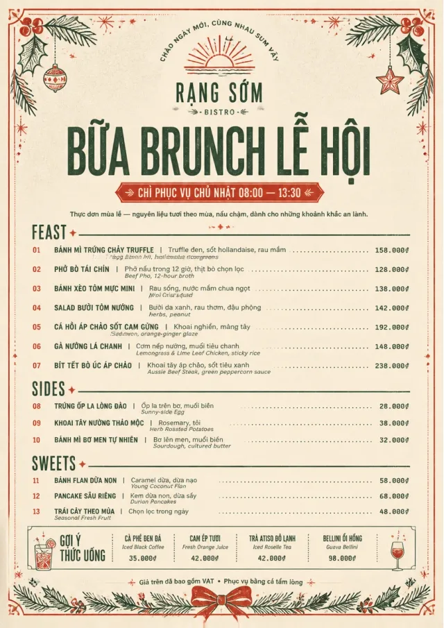 Holiday Table Card holiday-menu menu template preview