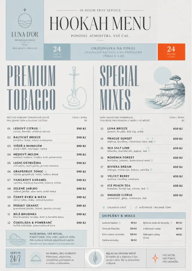 In-Room Tray Service hookah-menu menu template preview