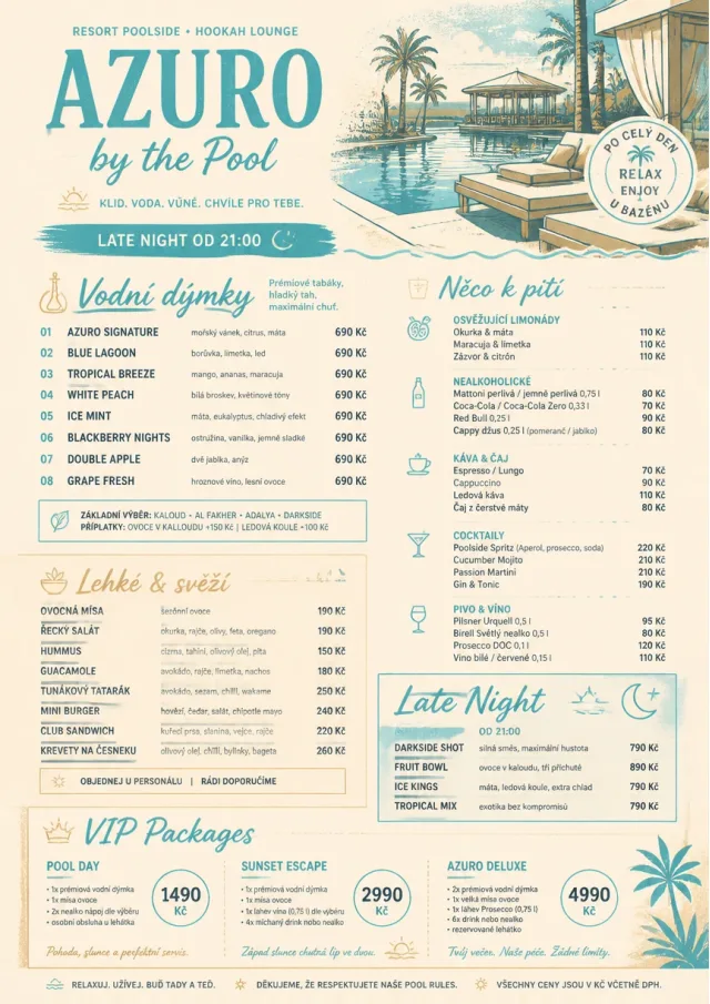 Resort Poolside hookah-menu menu template preview