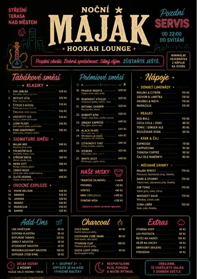 Late Night Service hookah-menu menu template preview